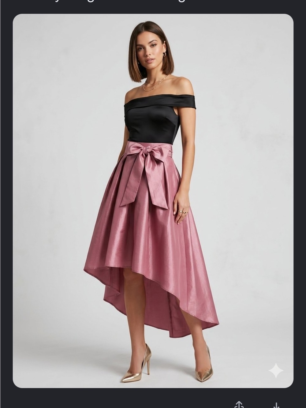 Haute Monde High-Low Satin Skirt in Rose Pink with Tie Waist